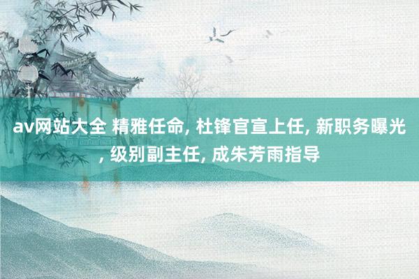 av网站大全 精雅任命, 杜锋官宣上任, 新职务曝光, 级别副主任, 成朱芳雨指