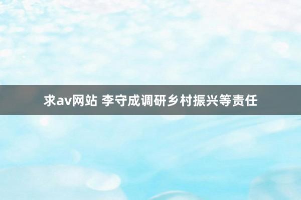 求av网站 李守成调研乡村振兴等责任