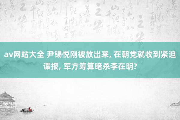 av网站大全 尹锡悦刚被放出来, 在朝党就收到紧迫谍报, 军方筹算暗杀李在明?