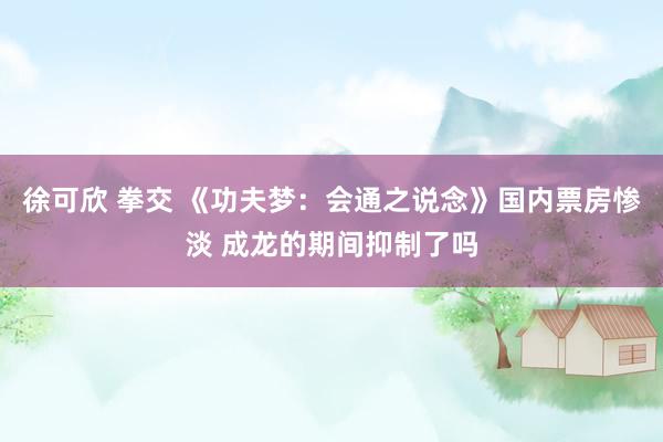 徐可欣 拳交 《功夫梦：会通之说念》国内票房惨淡 成龙的期间抑制了吗
